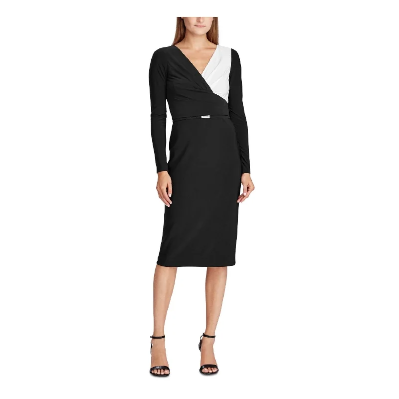 Advanced Customization Ralph Lauren Women's Sequined Lace Ruffled Sleeveless Jewel Neck Tea Length Fit Flare Evening Dress Black Size 12 Petite Advanced Customization Ralph Lauren Women's Sequined Lace Ruffled Sleeveless Jewel Neck Tea Length Fit Flare Evening Dress Black Size 12 Petite