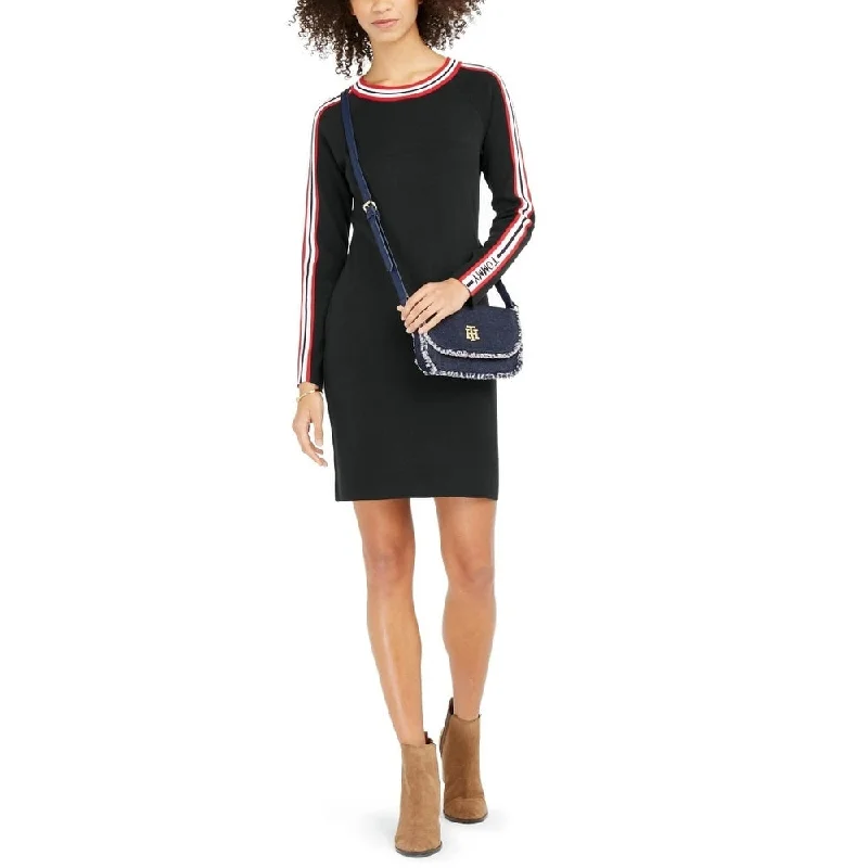 Fresh Wear Tommy Hilfiger Women's Racer-Stripe Sweater Dress Gray Size Medium