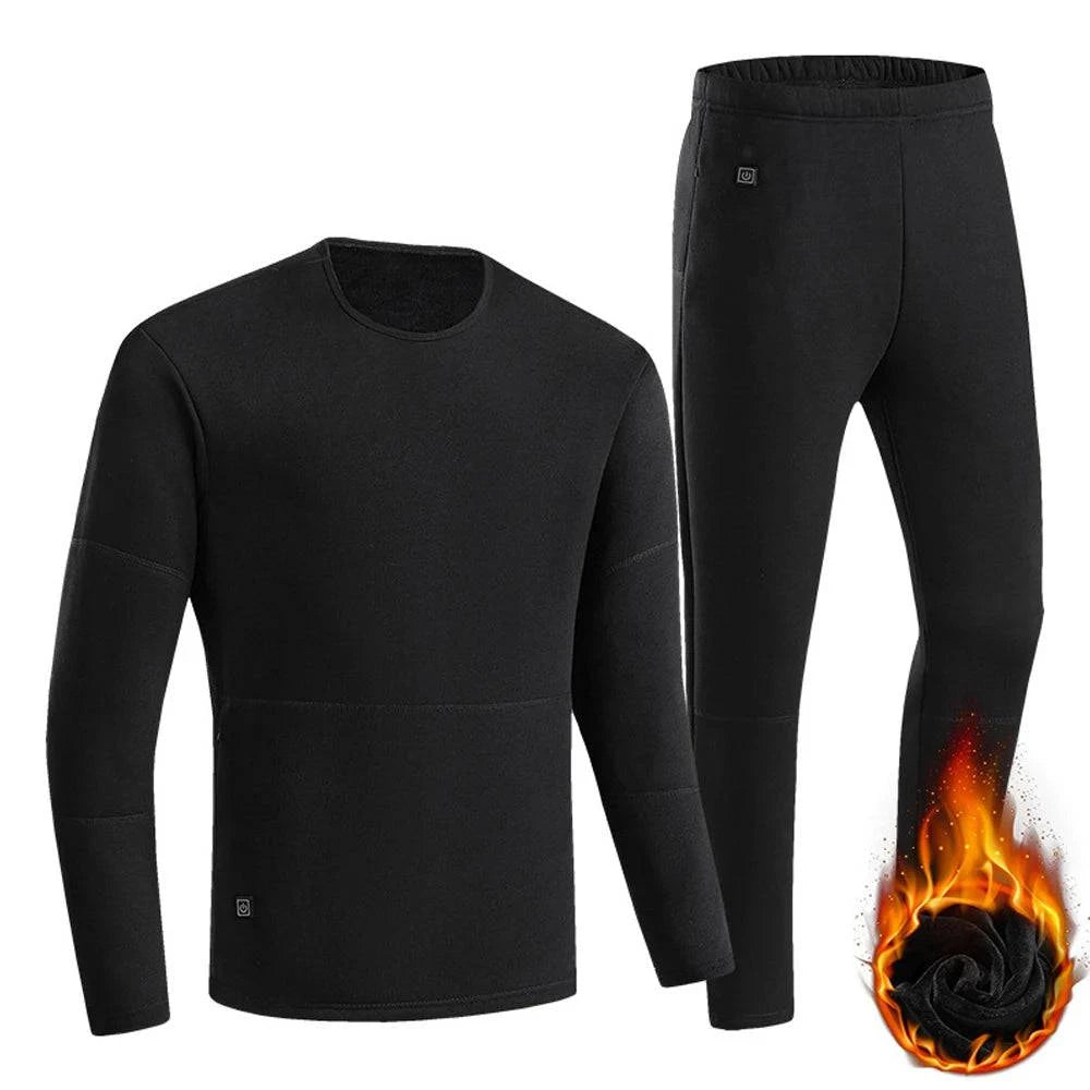 Knowledge And Elegance Electric Heating Underwear Set for Man 22 Area Ski Heating Body Suit 3 Levels of Temperature Control Heating Suit