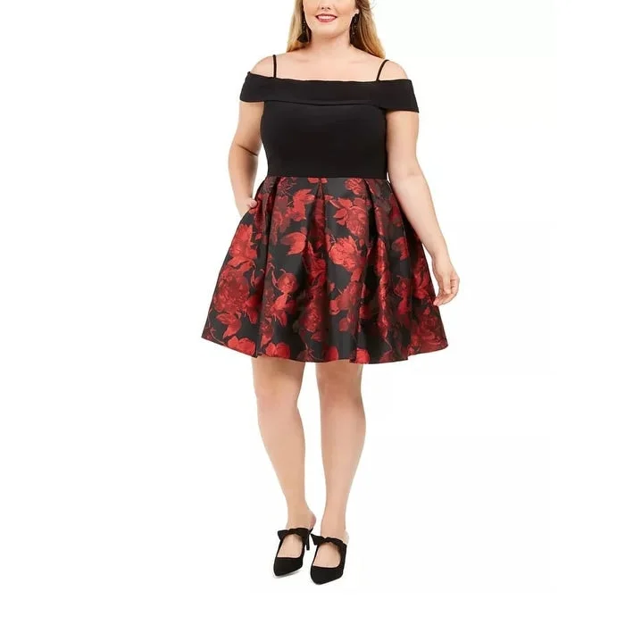 Casual Elegance Morgan & Company Women's Trendy Plus Size Off-The-Shoulder Dress Black Size 22 Casual Elegance Morgan & Company Women's Trendy Plus Size Off-The-Shoulder Dress Black Size 22