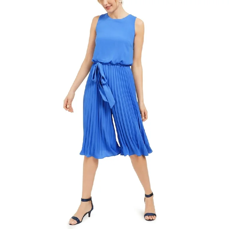 Elegant Outline Vince Camuto Women's Pleated Cropped Jumpsuit Blue Size 12