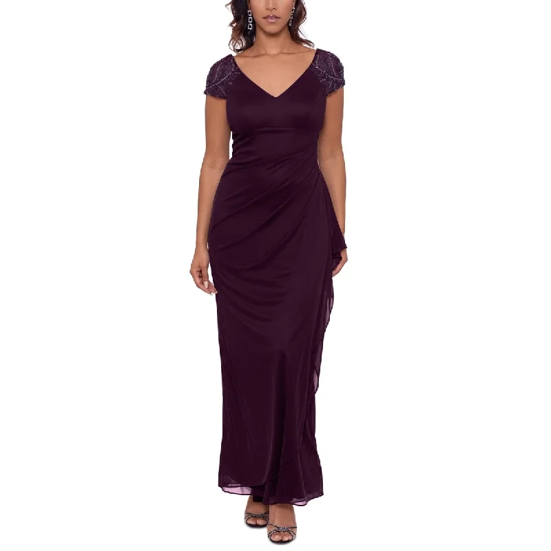 Comfortable And Versatile Xscape Women's Embellished Sleeve Gown Purple Size 6