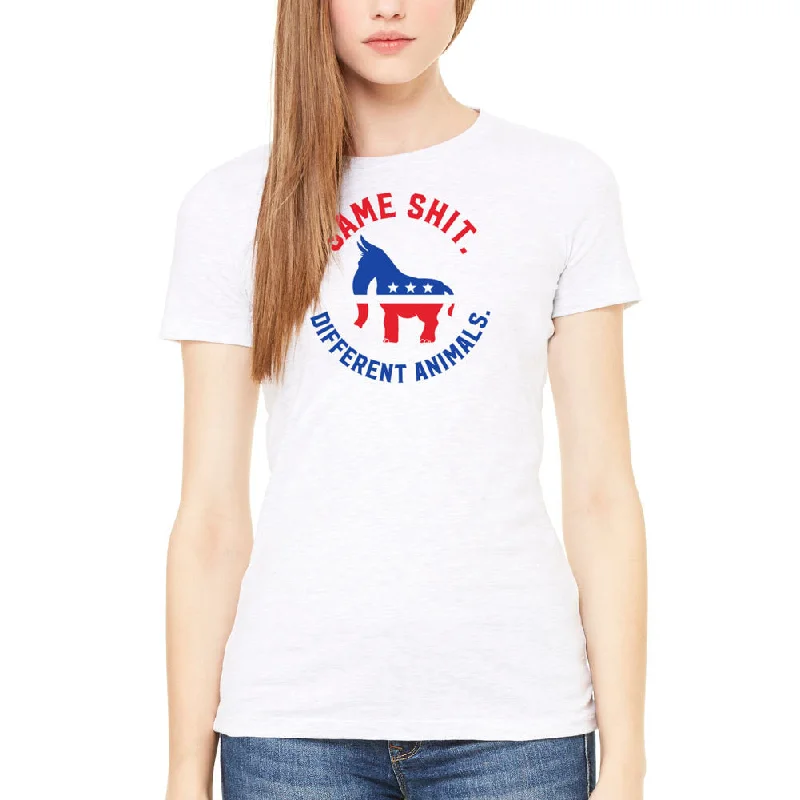 Letter embroidery Same Shit Different Animals Republicrat Ladies T-Shirt