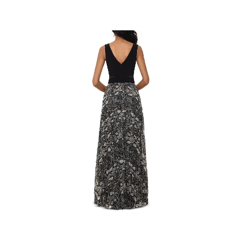 Simple Comfort Xscape Women's Snake Embossed Chiffon Gown Black Size 2