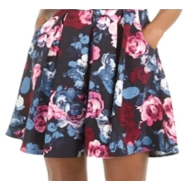 Easy Chic Trixxi Women's Floral Sleeveless Fit & Flare Dress Blue Size 1