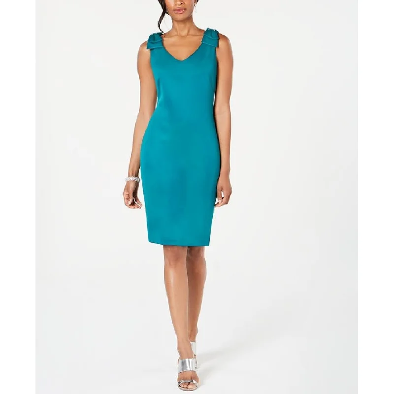 New Autumn And Winter Styles Connected Women's Rhinestone Bow Scuba Sheath Dress Blue Size 16 New Autumn And Winter Styles Connected Women's Rhinestone Bow Scuba Sheath Dress Blue Size 16