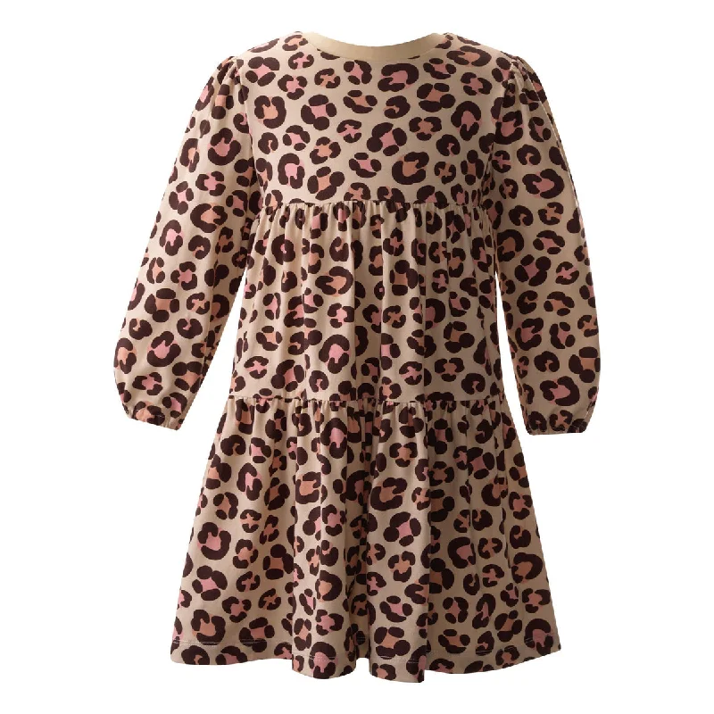Warm Atmosphere Rachel Riley Leopard Tiered Jersey Dress