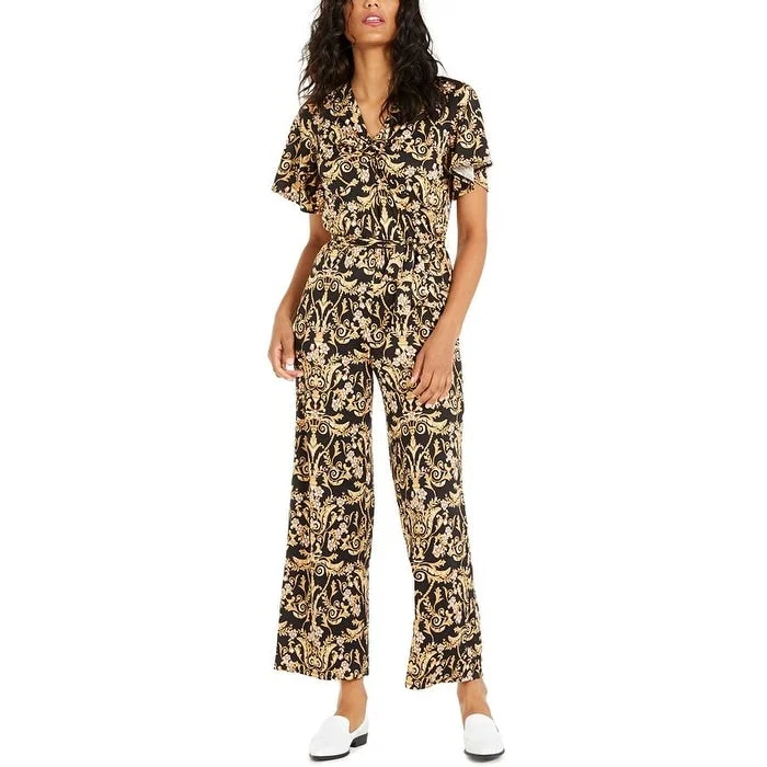 Free Design NY Collection Women's Twist Front Jumpsuit Black Size Petite XS