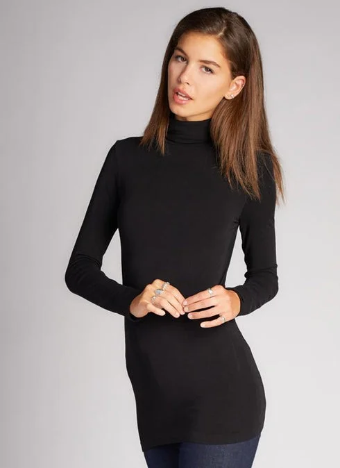 Windbreaker fashion C'est Moi, CEBT1208 Bamboo Turtleneck, Black