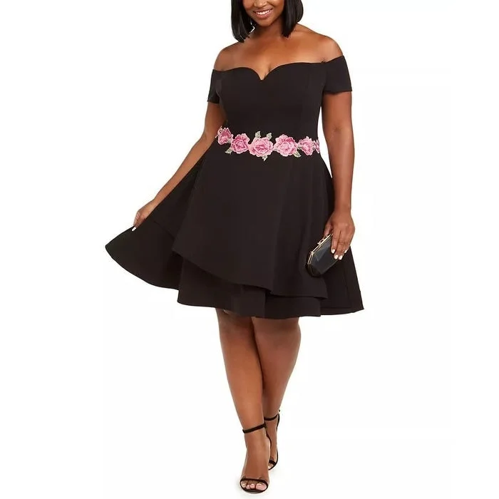 Fresh And Capable B Darlin Women's Plus Floral Fit & Flare Cocktail Dress Black Size 22W Fresh And Capable B Darlin Women's Plus Floral Fit & Flare Cocktail Dress Black Size 22W