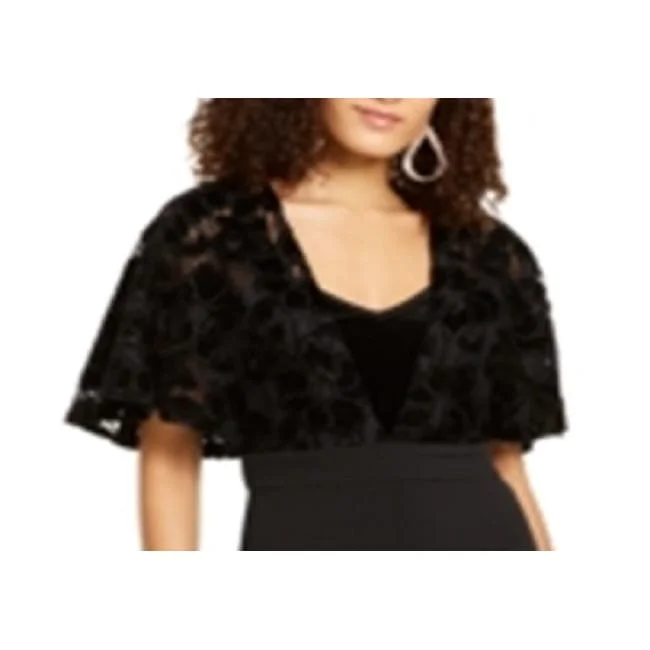 Soft Style Thalia Sodi Women's Lace Mesh Surplice Jumpsuit Black Size X-Small