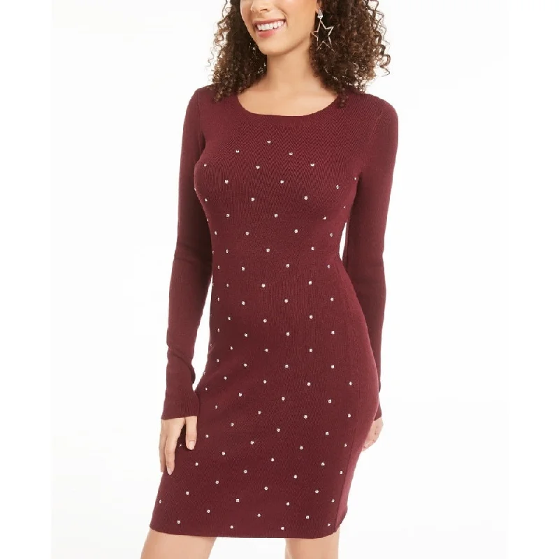 Minimal Classic Planet Gold Junior's Studded Bodycon Dress Red Size X-Small
