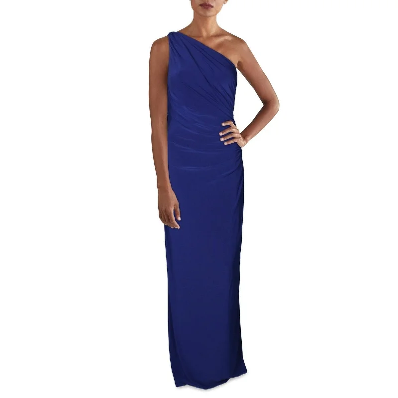 Personalized Design Ralph Lauren Women's Slitted Asymmetrical Neckline Full Length Evening Dress Blue Size 10