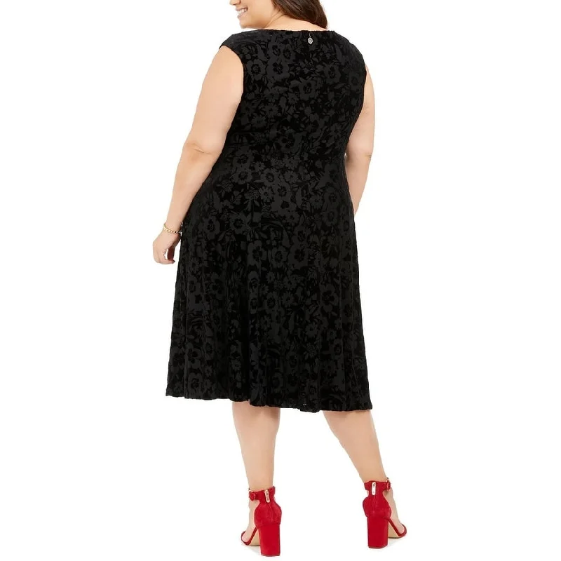 Weekend Wear Tommy Hilfiger Women's Plus Size Cap Sleeve Velvet Dress Black Size 20W Weekend Wear Tommy Hilfiger Women's Plus Size Cap Sleeve Velvet Dress Black Size 20W