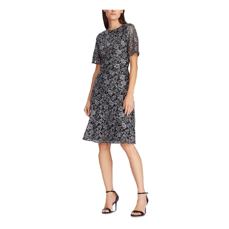 Comfortable Design Ralph Lauren Women's Floral Party T-Shirt Dress Gray Size 4