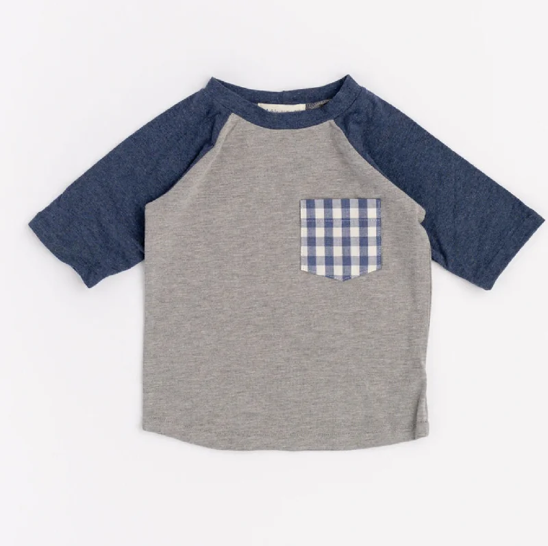 Comfortable Looks Thimble Bamboo Raglan Pocket Tee in Stone Lake