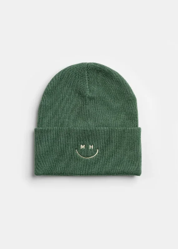 Energy Wear Adult Mad Hatter Smiley Cuff Beanie - Moss