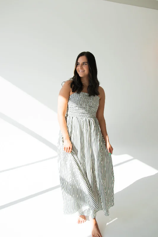 Body Design Parker Striped Strapless Maxi Dress | Off White