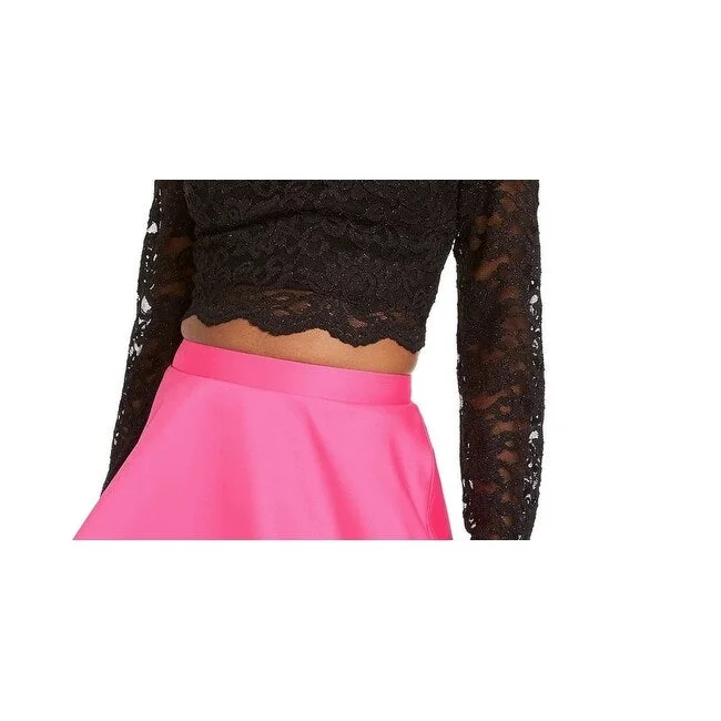 Elegant And Casual City Studios Women's Long Sleeve Illusion Neckline Short Fit + Flare Formal Dress Pink Size 0 Elegant And Casual City Studios Women's Long Sleeve Illusion Neckline Short Fit + Flare Formal Dress Pink Size 0