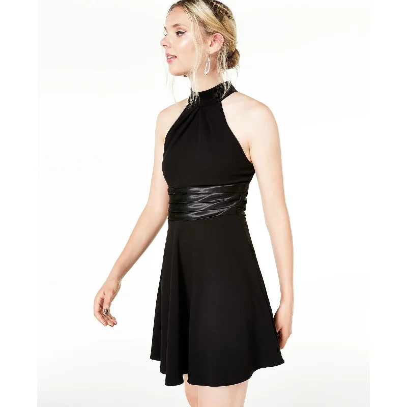 Casual And Comfortable B. Darlin Women's Juniors Halter Sateen Mini Dress Black Size 0 Casual And Comfortable B. Darlin Women's Juniors Halter Sateen Mini Dress Black Size 0