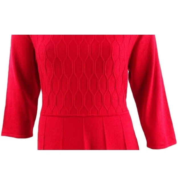 Luxury Classic Jessica Howard Women's Red Geometric 3/4 Sleeve Crew Neck Knee Length Fit + Flare Dress Red Size 3X Luxury Classic Jessica Howard Women's Red Geometric 3/4 Sleeve Crew Neck Knee Length Fit + Flare Dress Red Size 3X