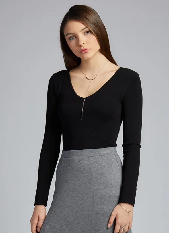 High-quality fabrics C'est Moi, CEBT1207 Bamboo v-neck long sleeve top