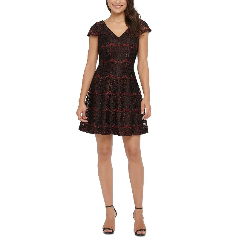 Classic Design Kensie Women's Embroidered Floral Cap Sleeve V Neck Short Fit Flare Party Dress Black Size 10 Classic Design Kensie Women's Embroidered Floral Cap Sleeve V Neck Short Fit Flare Party Dress Black Size 10
