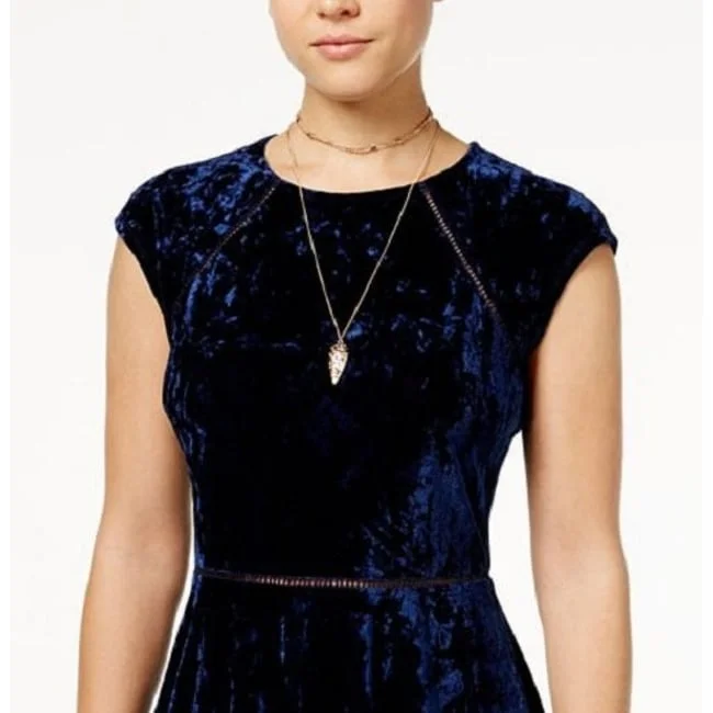 Simple Style B Darlin Women's Cap Sleeve Short Fit Flare Party Dress Blue Size 3/4