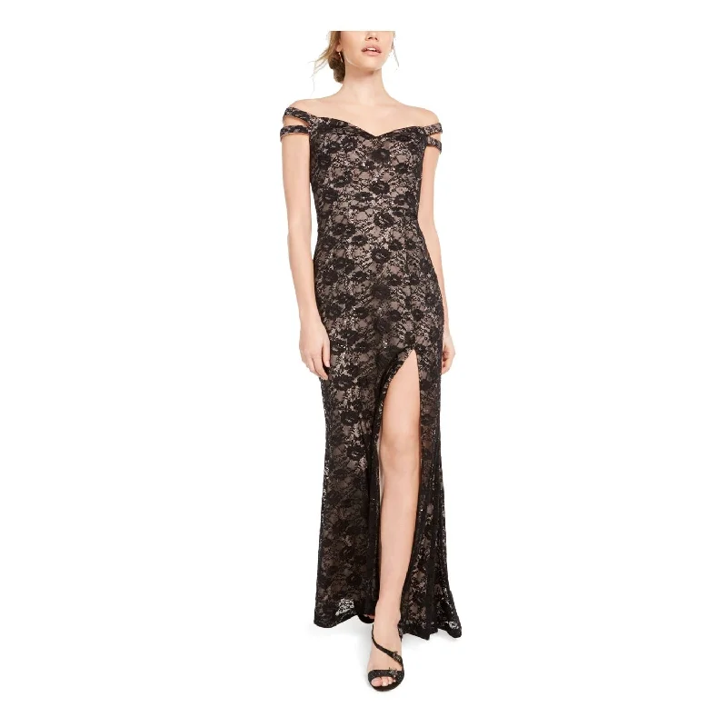 Fashion Style Teeze Me Women's Cold Shoulder Floral Spaghetti Strap Sweetheart Neckline Full Length Fit Flare Formal Dress Black Size 9 Fashion Style Teeze Me Women's Cold Shoulder Floral Spaghetti Strap Sweetheart Neckline Full Length Fit Flare Formal Dress Black Size 9