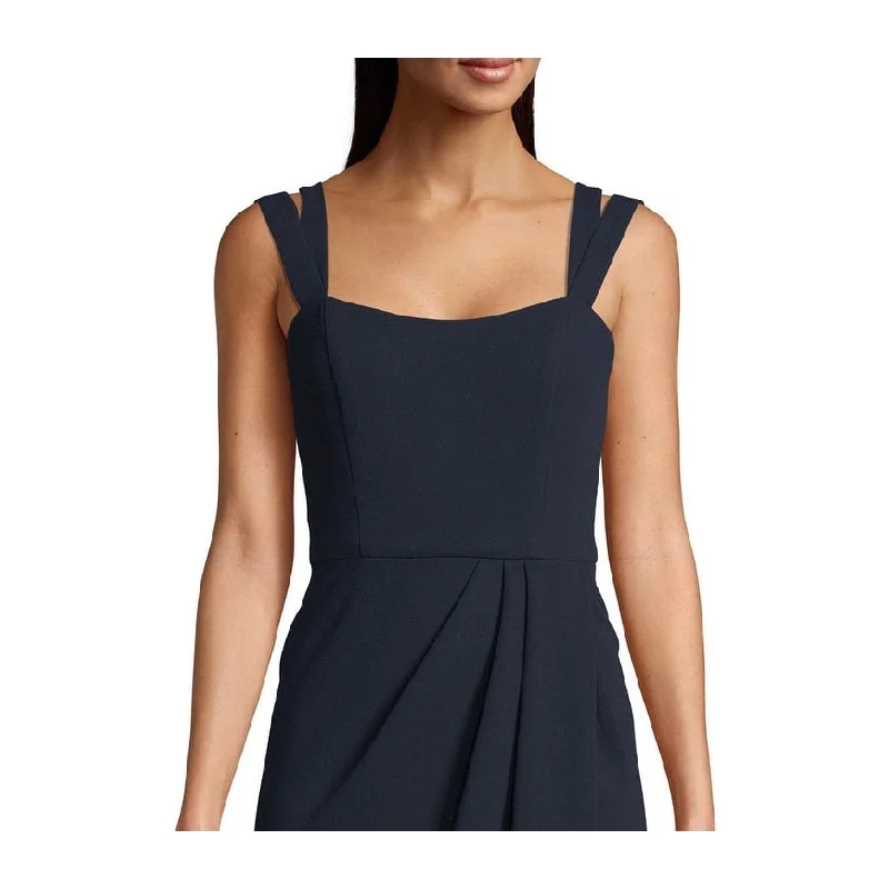 End Of The Year Xscape Women's Ruched Crepe Evening Dress Blue Size 4