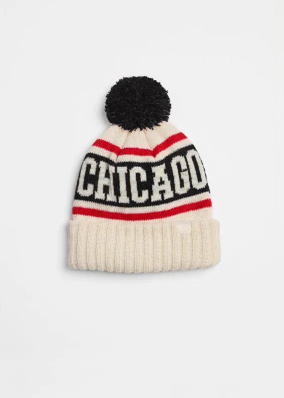 Cozy Shirts Youth Mad Hatter Chicago Varsity Beanie - Black & Red