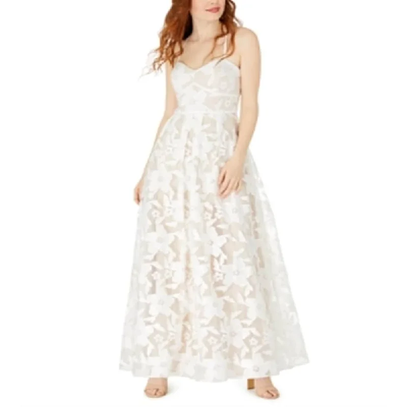 American Style BCX Women's Embroidered Floral Fit Flare Dress White Size 1
