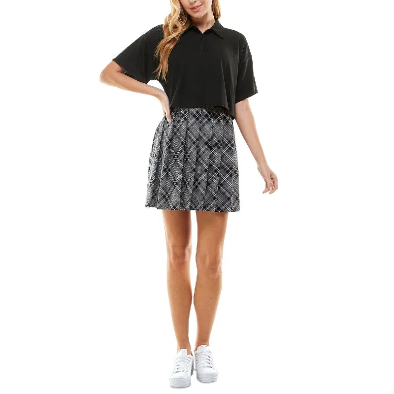 Leisure Sports Kingston Junior's Two Piece Printed Skirt Dress Gray Size Medium