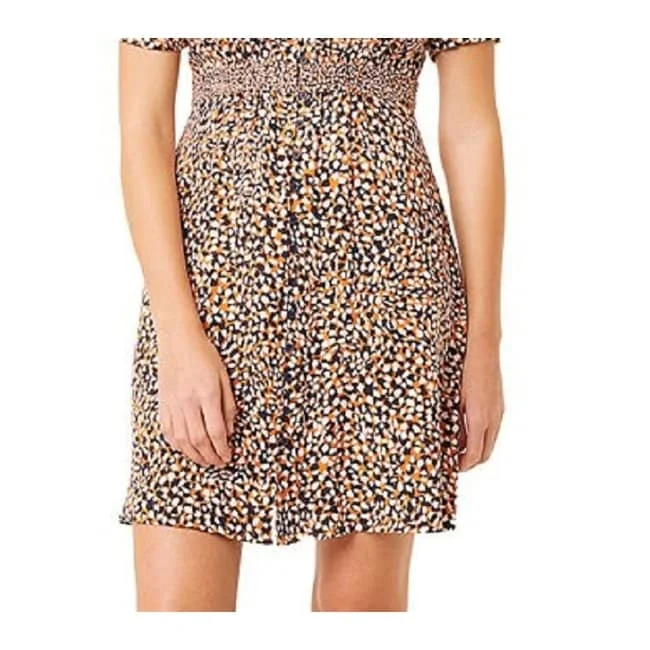 Trendy Wear French Connection Women's Cade Pritned Drapey Mini Dress Orange Size 4