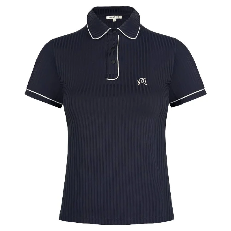 Retro Fashion Malbon Anna Shortsleeve Golf Polo Black/Ivory - FW24 Women