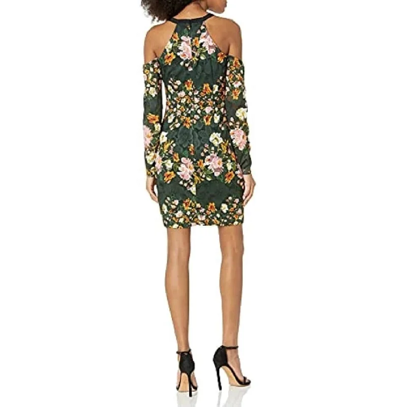 Everyday Style Guess Women's Cold Shoulder Lace Bodycon Dress Green Size 16