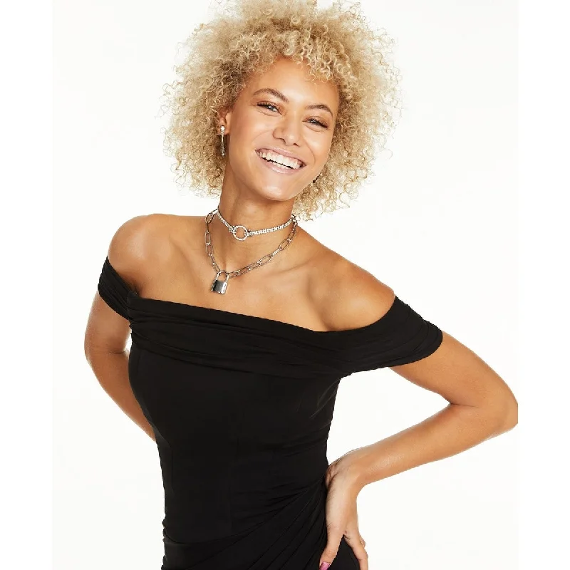 Street Personality Style Emerald Sundae Women's Slitted Off Shoulder Full Length Formal Sheath Dress Black Size Large Street Personality Style Emerald Sundae Women's Slitted Off Shoulder Full Length Formal Sheath Dress Black Size Large