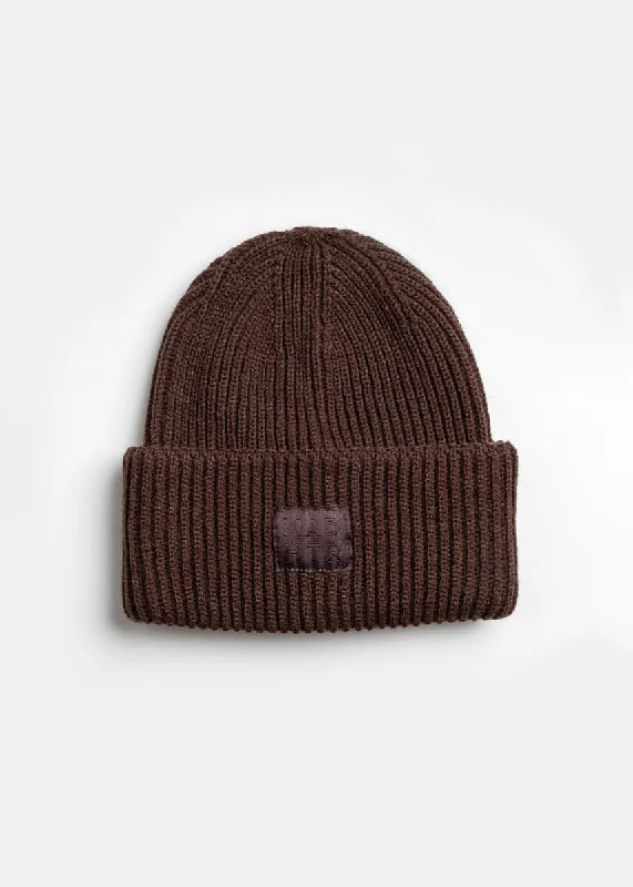 High Street Series Adult Mad Hatter Ribbed Knit Beanie - Espresso