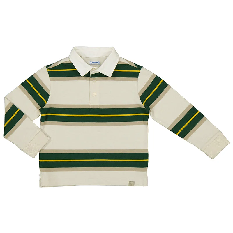 Trendy Comfort Mayoral Long Sleeve Stripe Polo in Alpine Green