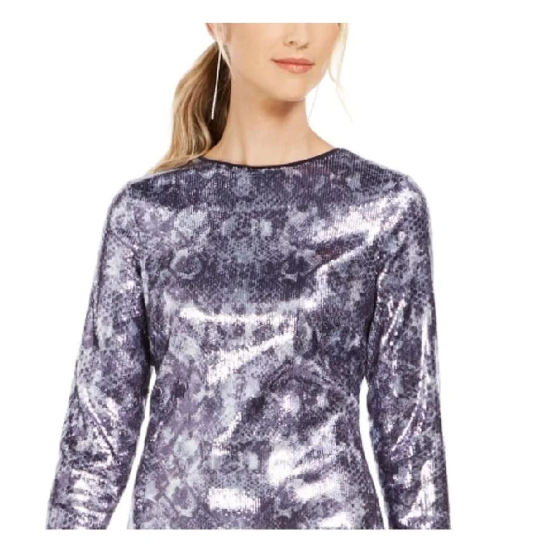 Celebrity Picks Vince Camuto Women's Sequined Snake-Embossed Shift Dress Blue Size 12 Celebrity Picks Vince Camuto Women's Sequined Snake-Embossed Shift Dress Blue Size 12