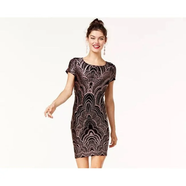 Effortless Elegance Jump Juniors' Glitter-Printed T-Shirt Dress Black Size X-Small