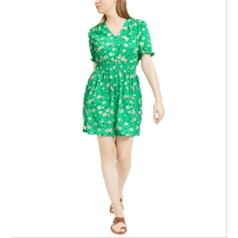 Trendy And Casual Maison Jules Women's Floral Print Smocked Waist Dress Green Size Xx-Small Trendy And Casual Maison Jules Women's Floral Print Smocked Waist Dress Green Size Xx-Small