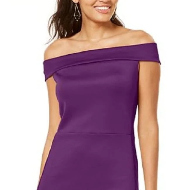 Relaxed Fashion Thalia Sodi Women's Mesh Trim Off The Shoulder Dress Purple Size X-Large Relaxed Fashion Thalia Sodi Women's Mesh Trim Off The Shoulder Dress Purple Size X-Large