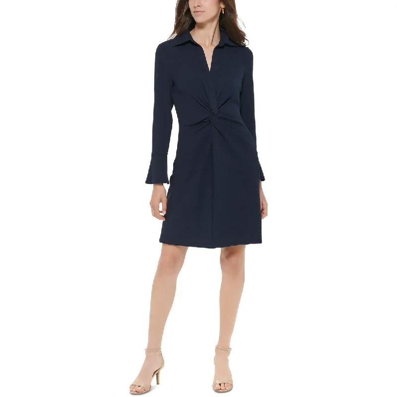 French Style Tommy Hilfiger Women's Ribbed Mini Wear to Work Dress Black Size 12 Petite - 12 P