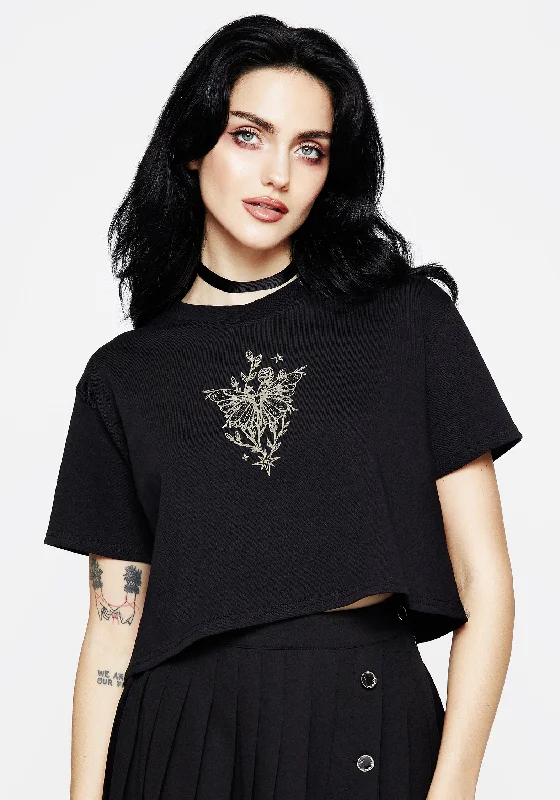 High-quality Styles Hawkmoth Graphic Print Boxy Crop Tee