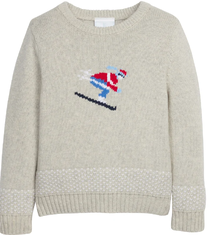 Relaxed Chic Little English Intarsia Sweater in Ski