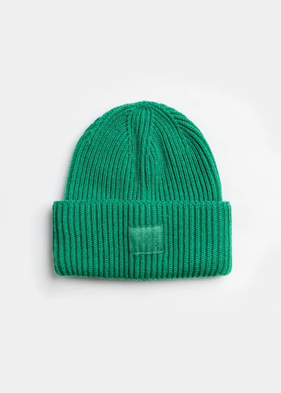 Lace Design Adult Mad Hatter Ribbed Knit Beanie - Kelly Green
