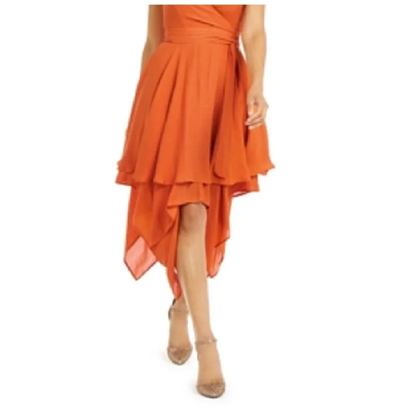 Playful Style Thalia Sodi Women's Spaghetti Strap Layered Dress Orange Size X-Small