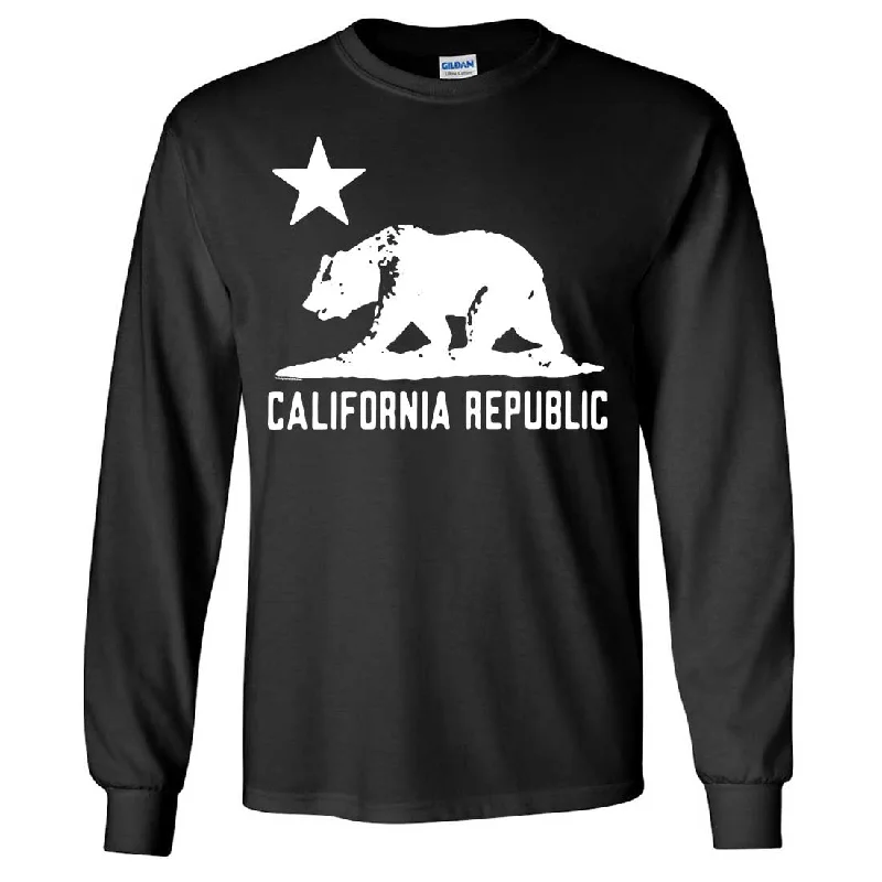 French Retro California Flag Oversize White Silhouette Long Sleeve Shirt