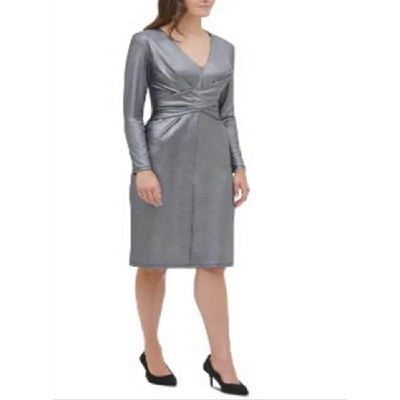 Modern Chic Tommy Hilfiger Women's 3/4 Sleeve Below The Knee Party Dress Blue Size 10 Modern Chic Tommy Hilfiger Women's 3/4 Sleeve Below The Knee Party Dress Blue Size 10